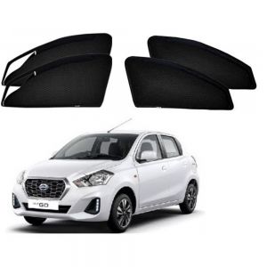 Premium Magnetic Curtain with Zipper for Datsun Go - Black  